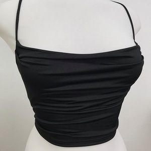Black lacy crop top
